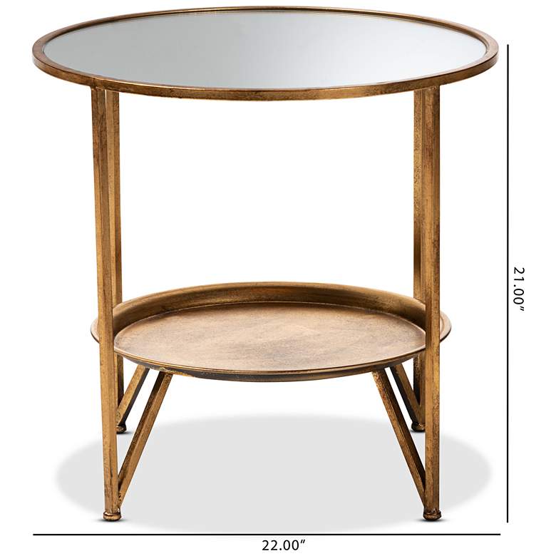 Image 5 Baxton Studio Tamsin 22" Wide Antique Gold Mirrored Top Accent Table more views