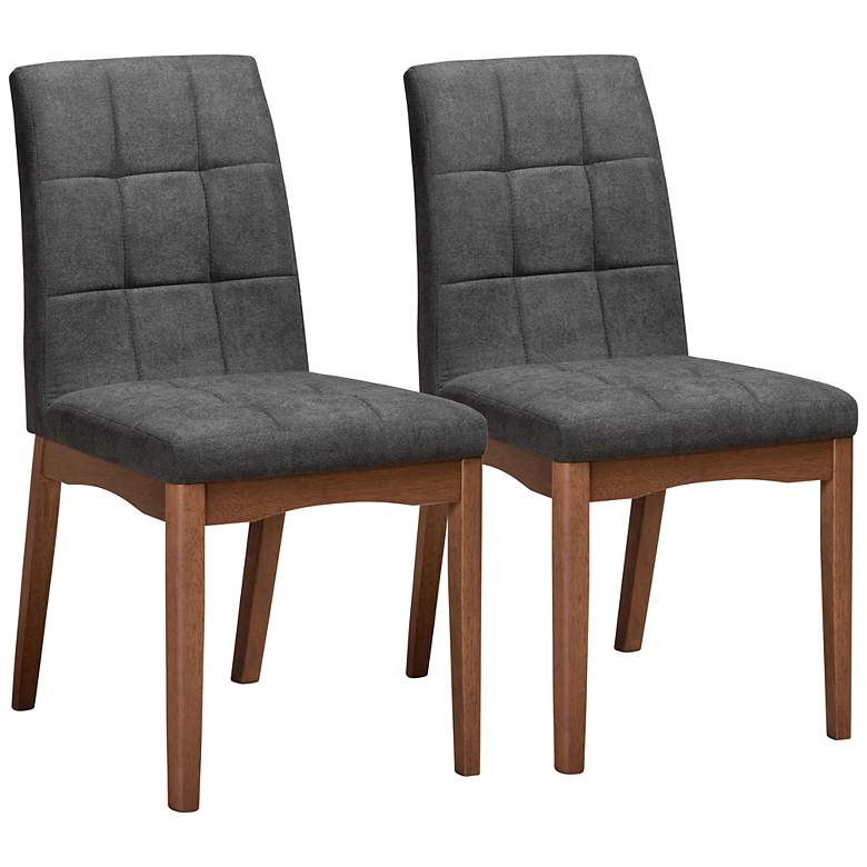 Image 2 Baxton Studio Tara Tufted Dark Gray Dining Chairs Set of 2