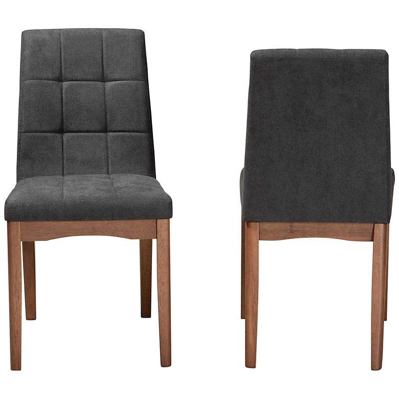 Image 5 Baxton Studio Tara Tufted Dark Gray Dining Chairs Set of 2 more views