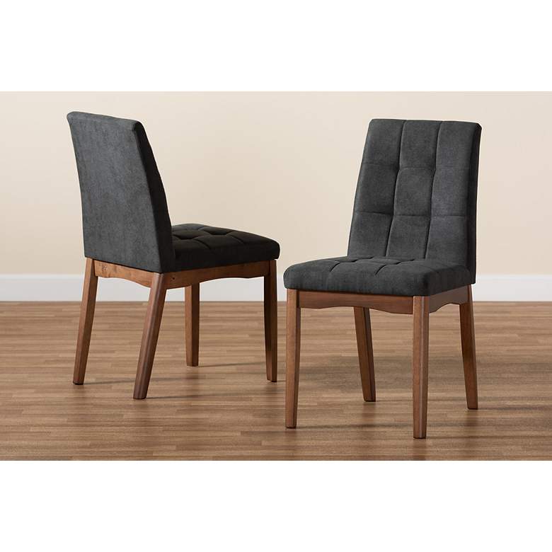 Image 7 Baxton Studio Tara Tufted Dark Gray Dining Chairs Set of 2 more views