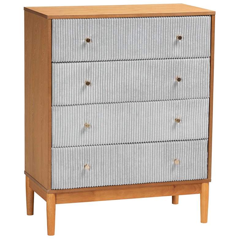 Image 1 Baxton Studio Taylin Grey Corduroy and Oak Brown Wood 4-Drawer Chest