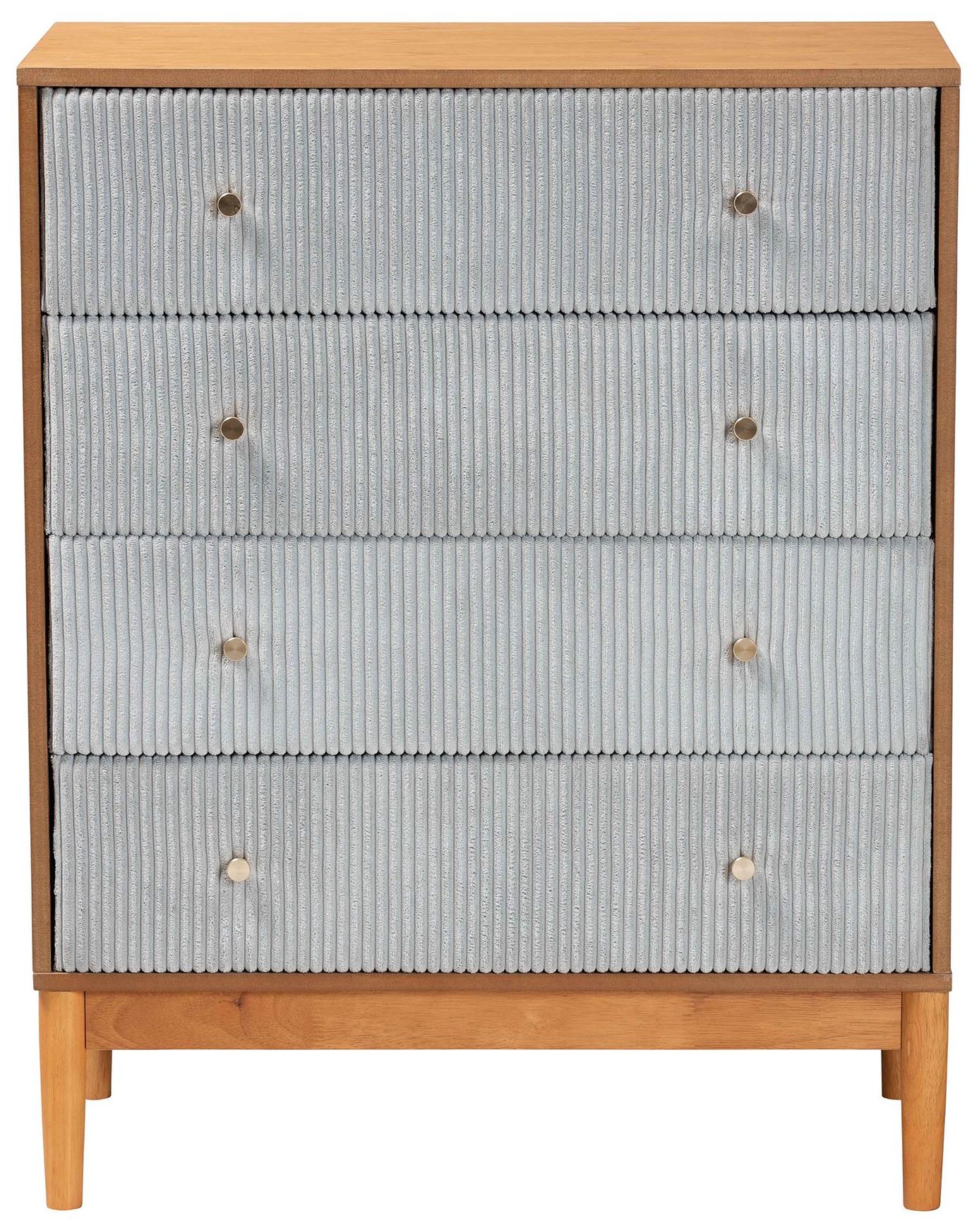 Image 4 Baxton Studio Taylin Grey Corduroy and Oak Brown Wood 4-Drawer Chest more views