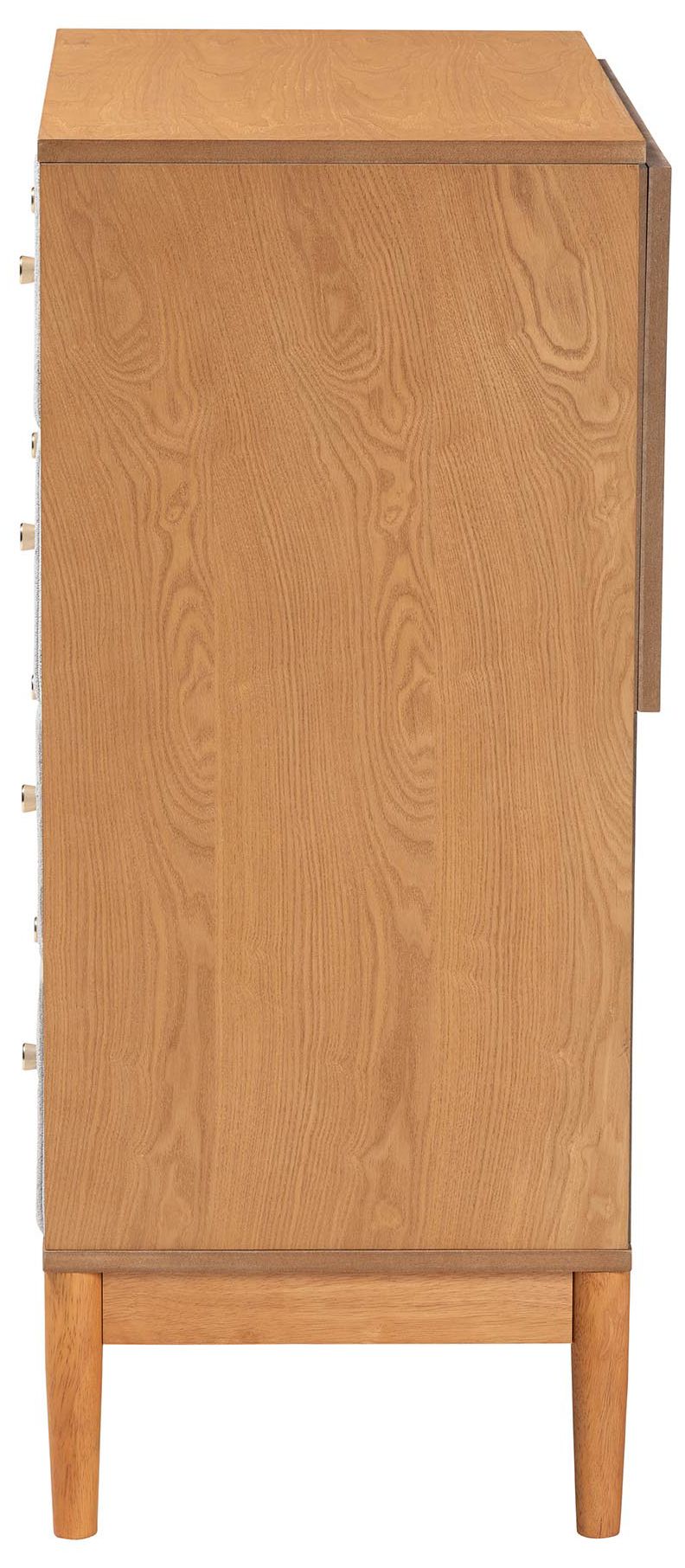 Image 5 Baxton Studio Taylin Grey Corduroy and Oak Brown Wood 4-Drawer Chest more views