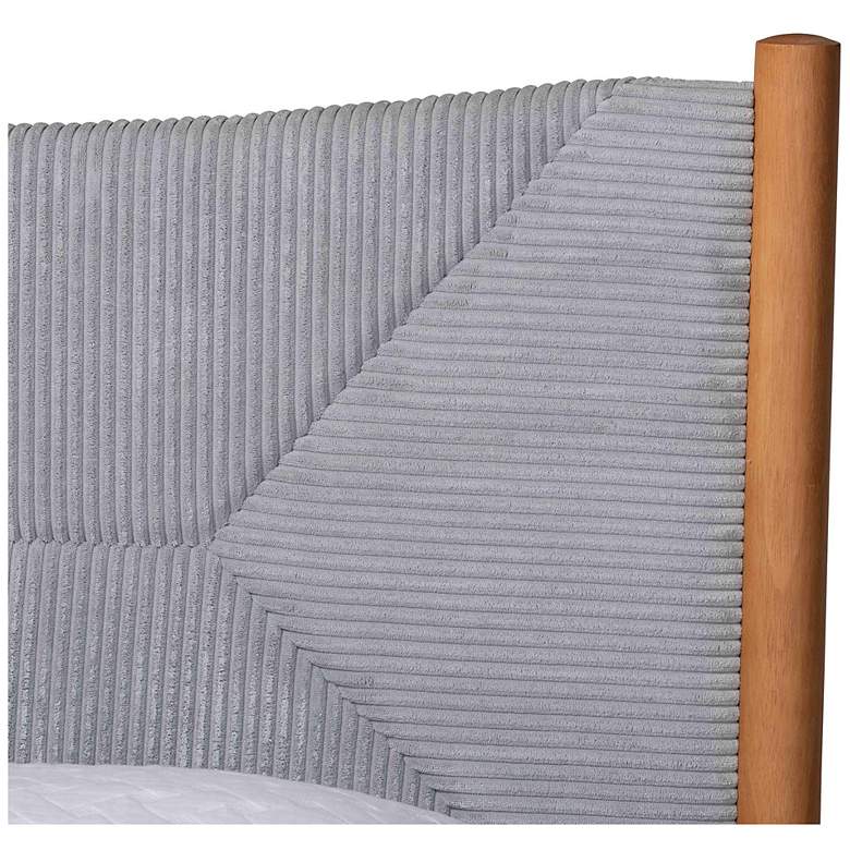 Image 6 Baxton Studio Taylin Mid-Century Grey Corduroy and Oak Brown Wood Queen Bed more views