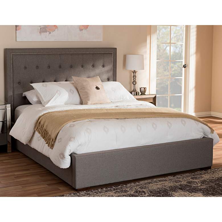 Image 1 Baxton Studio Taylor Light Gray Fabric Queen Platform Bed