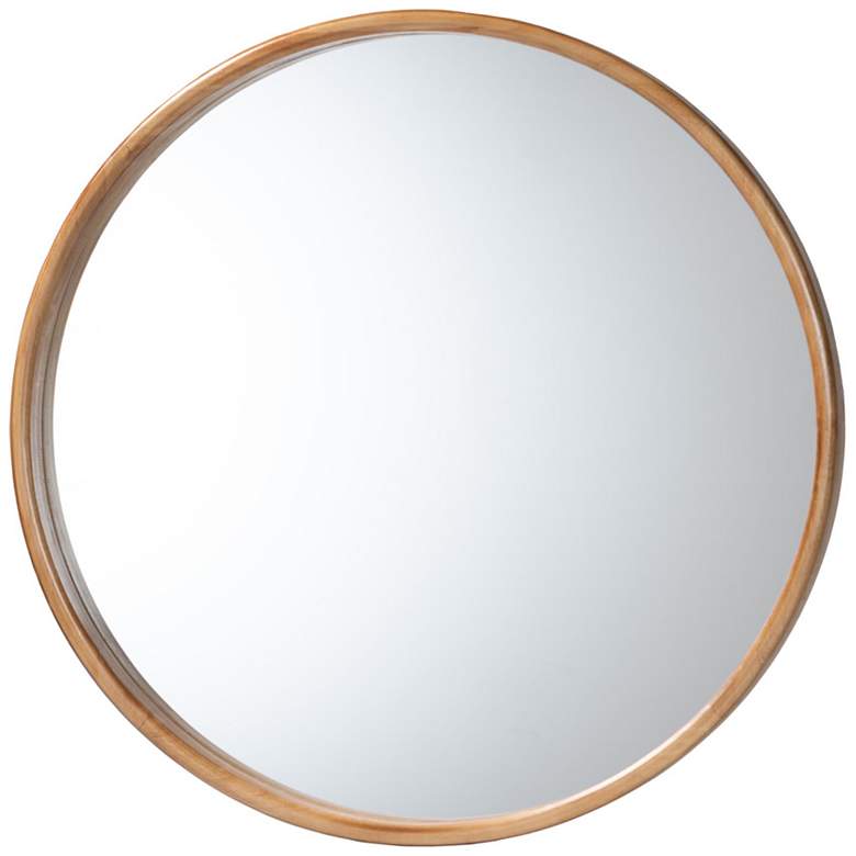 Image 1 Baxton Studio Tazara Japandi Natural Round Accent Wall Mirror