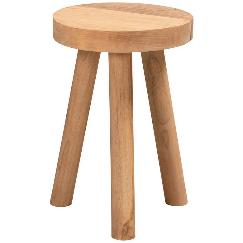 Image 2 Baxton Studio Terah Natural Brown Teak Wood Ottoman Footstool