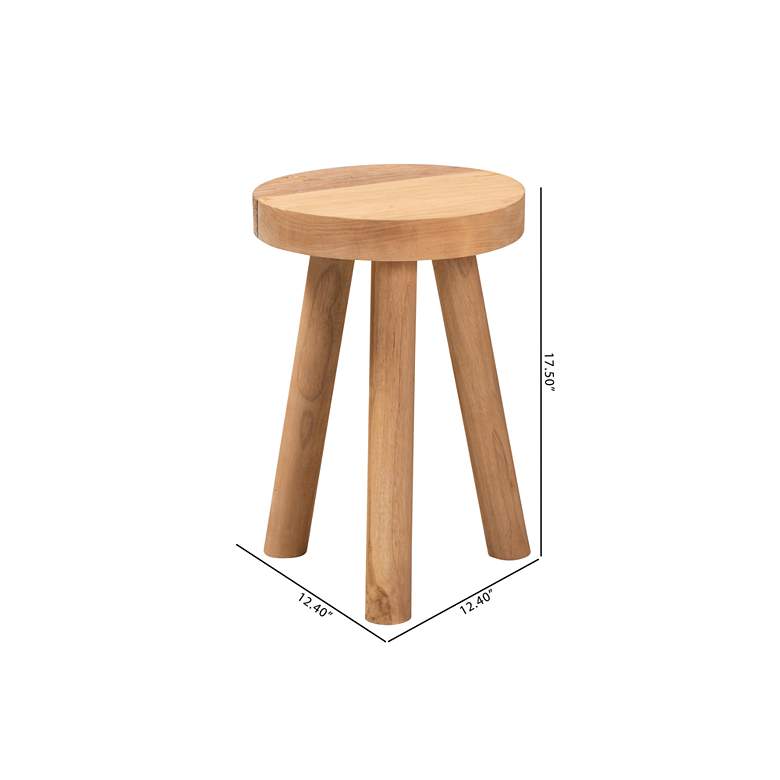 Image 7 Baxton Studio Terah Natural Brown Teak Wood Ottoman Footstool more views
