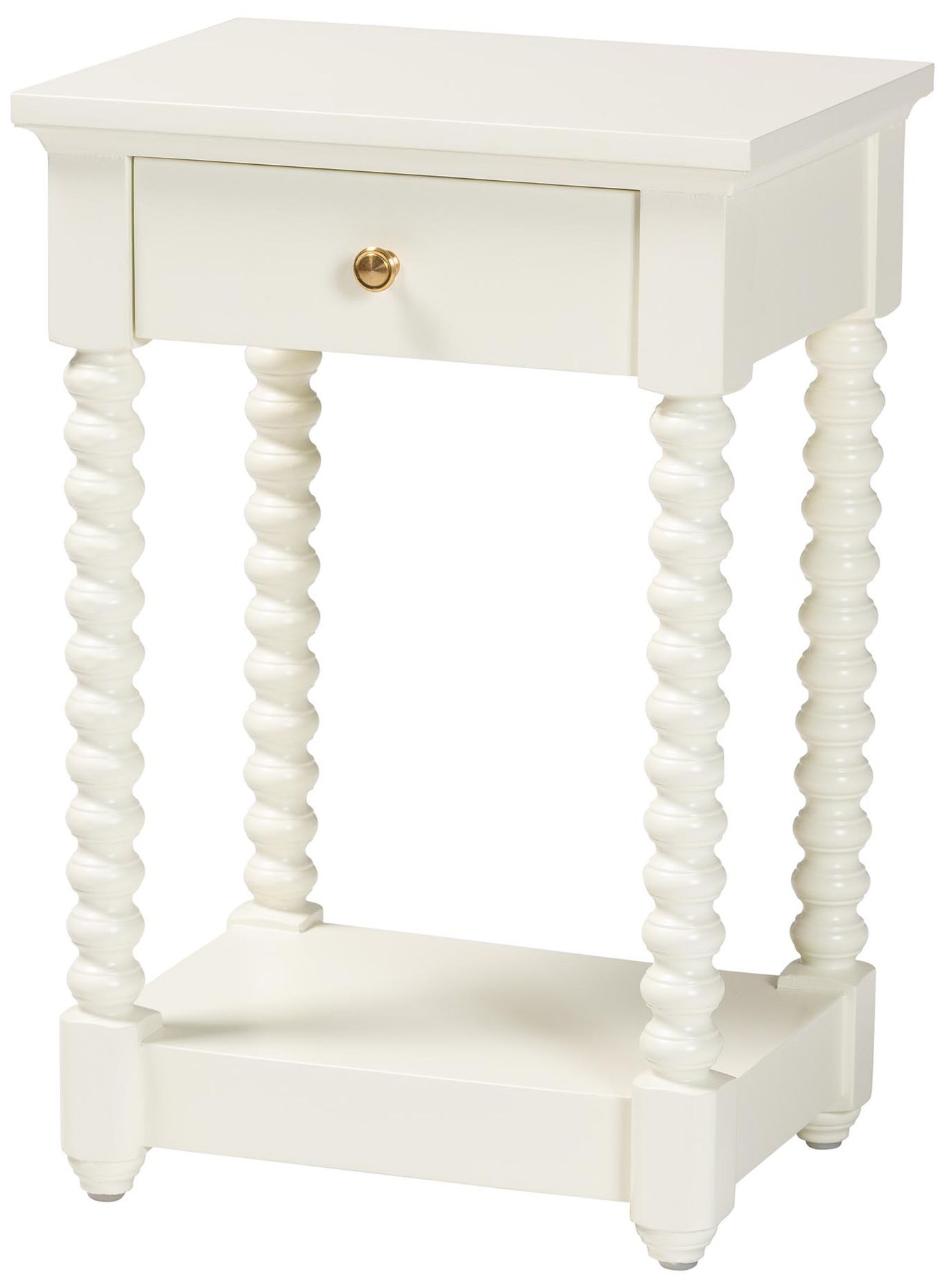 Image 2 Baxton Studio Terentia Nightstand with 1-Drawer, White