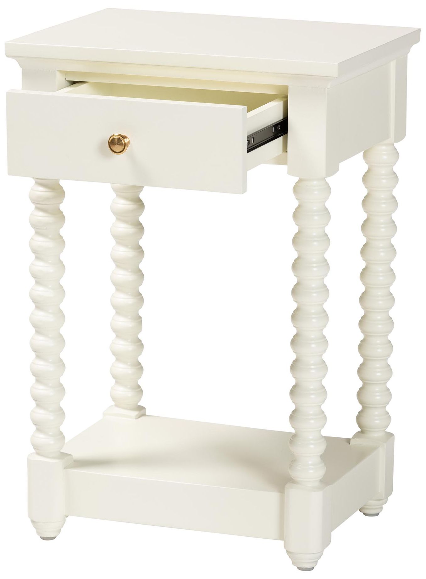 Image 3 Baxton Studio Terentia Nightstand with 1-Drawer, White more views