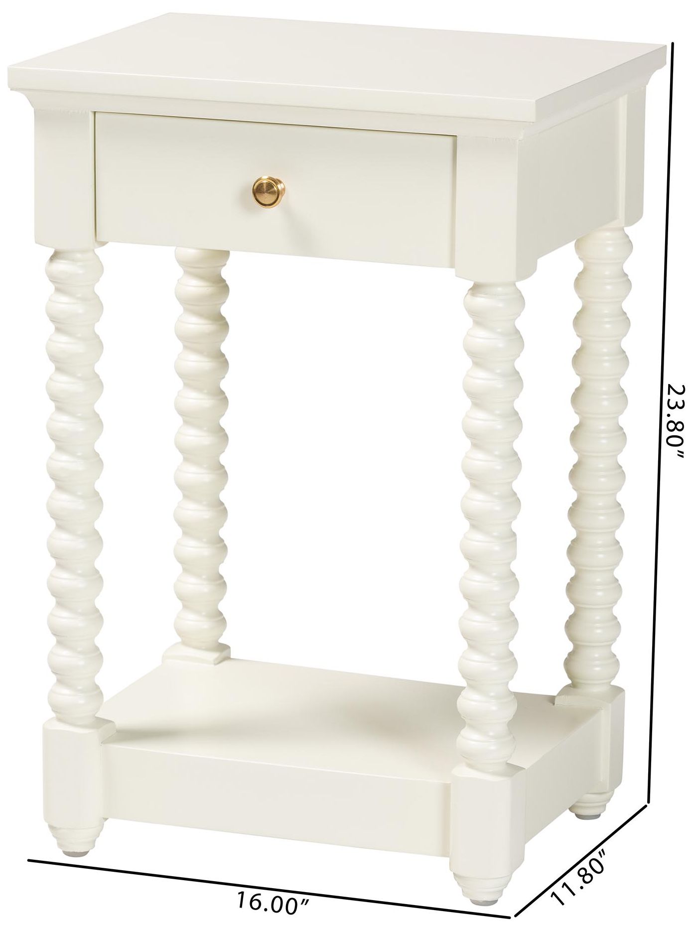 Baxton Studio Terentia Nightstand with 1-Drawer, White