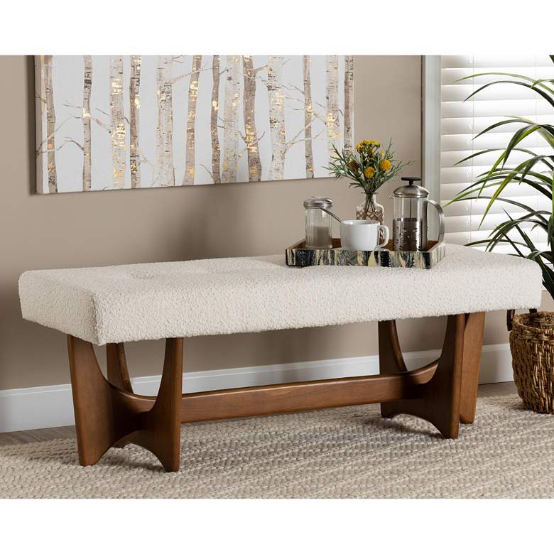 Image 1 Baxton Studio Theo 48 3/4"W Cream Tufted Fabric Accent Bench