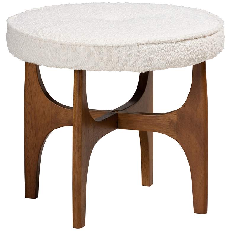 Image 2 Baxton Studio Theo Cream Tufted Fabric Ottoman Footstool