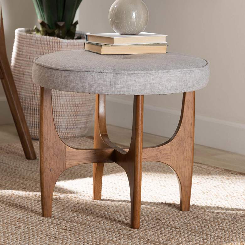 Image 1 Baxton Studio Theo Greyish Beige Ottoman Footstool