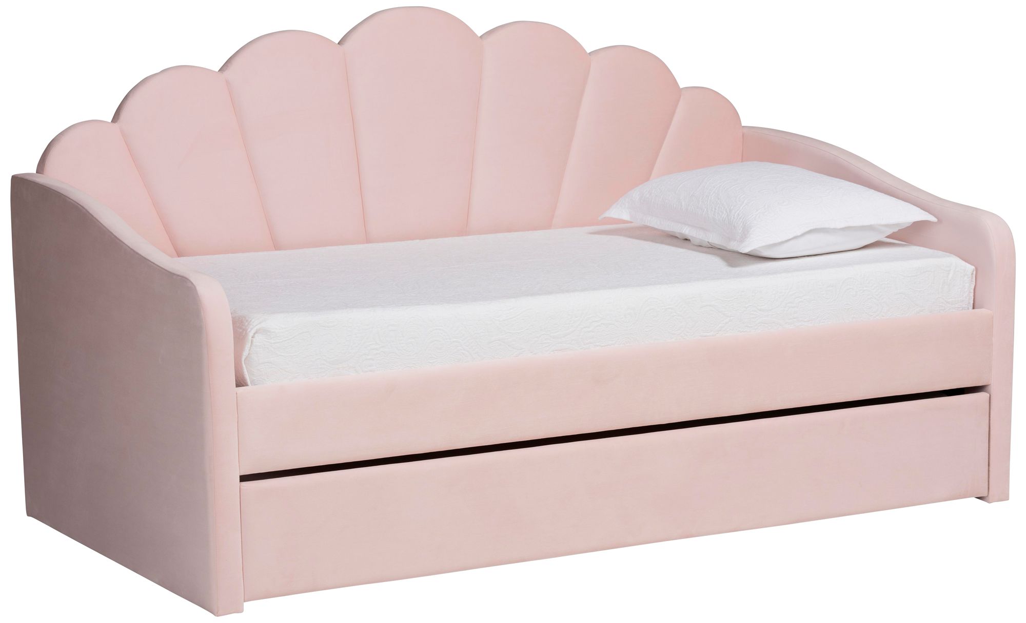 Image 2 Baxton Studio Timila Light Pink Upholstered Full Size Daybed with Trundle
