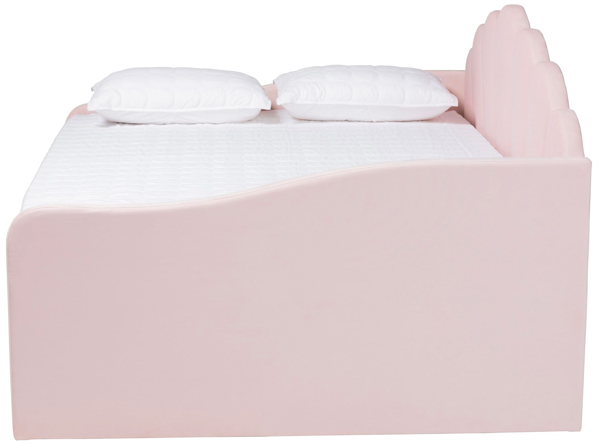 Image 4 Baxton Studio Timila Light Pink Upholstered Queen Size Daybed with Trundle more views