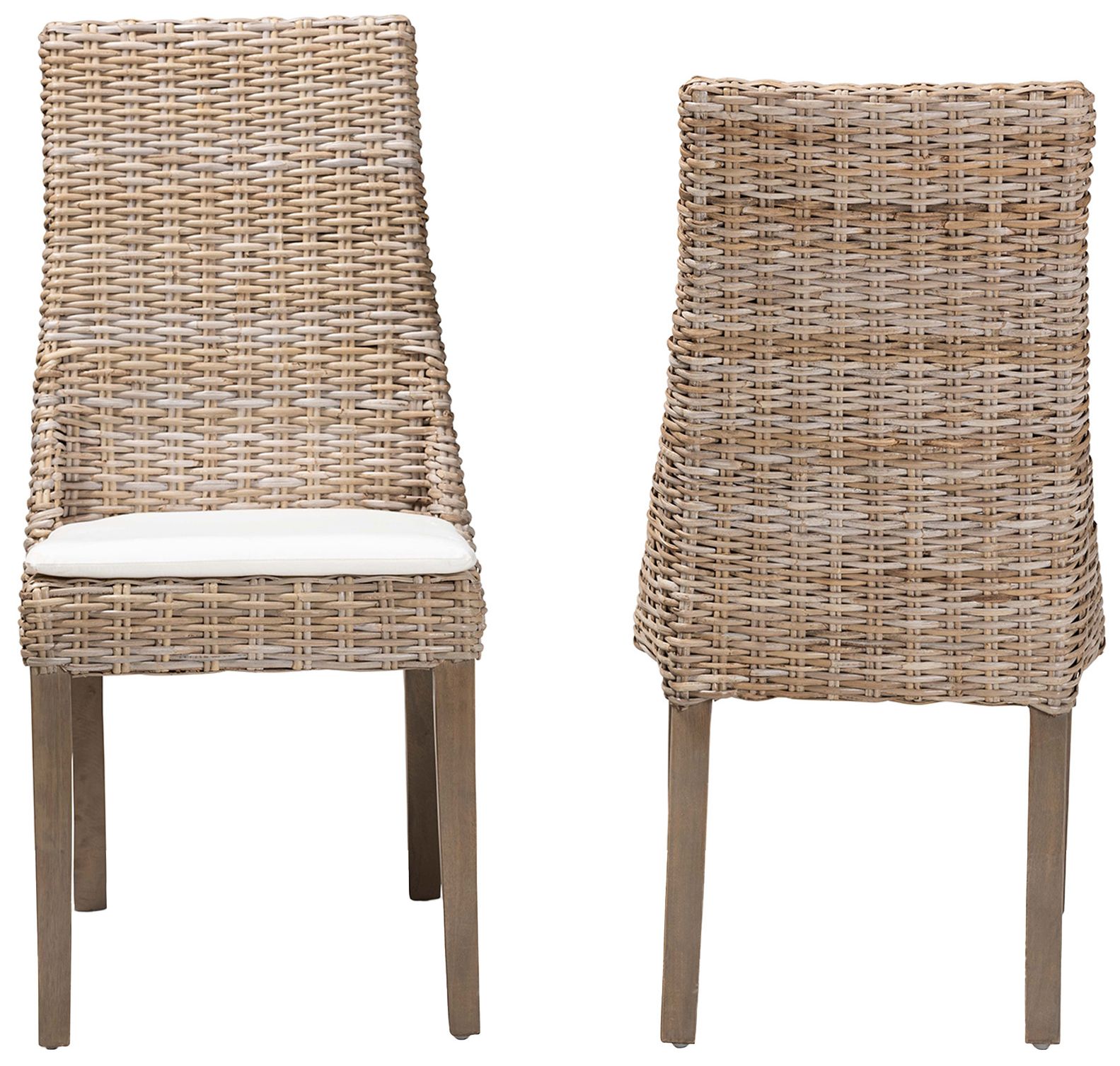 Image 4 Baxton Studio Toby Modern Bohemian Grey Rattan 2-Piece Dining Chair Set more views
