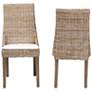 4_Baxton Studio Toby Modern Bohemian Grey Rattan 2-Piece Dining Chair Set more views