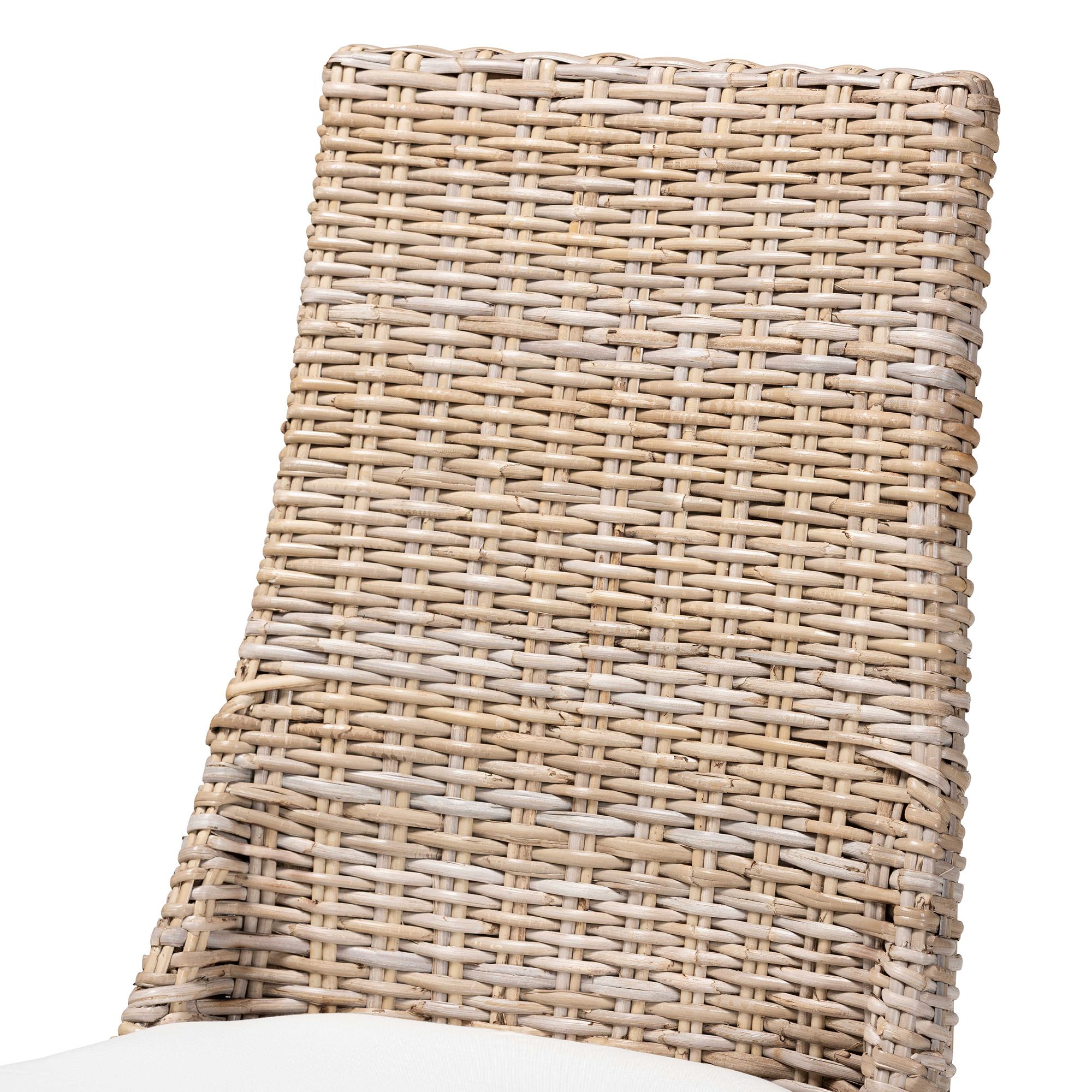 Image 6 Baxton Studio Toby Modern Bohemian Grey Rattan 2-Piece Dining Chair Set more views