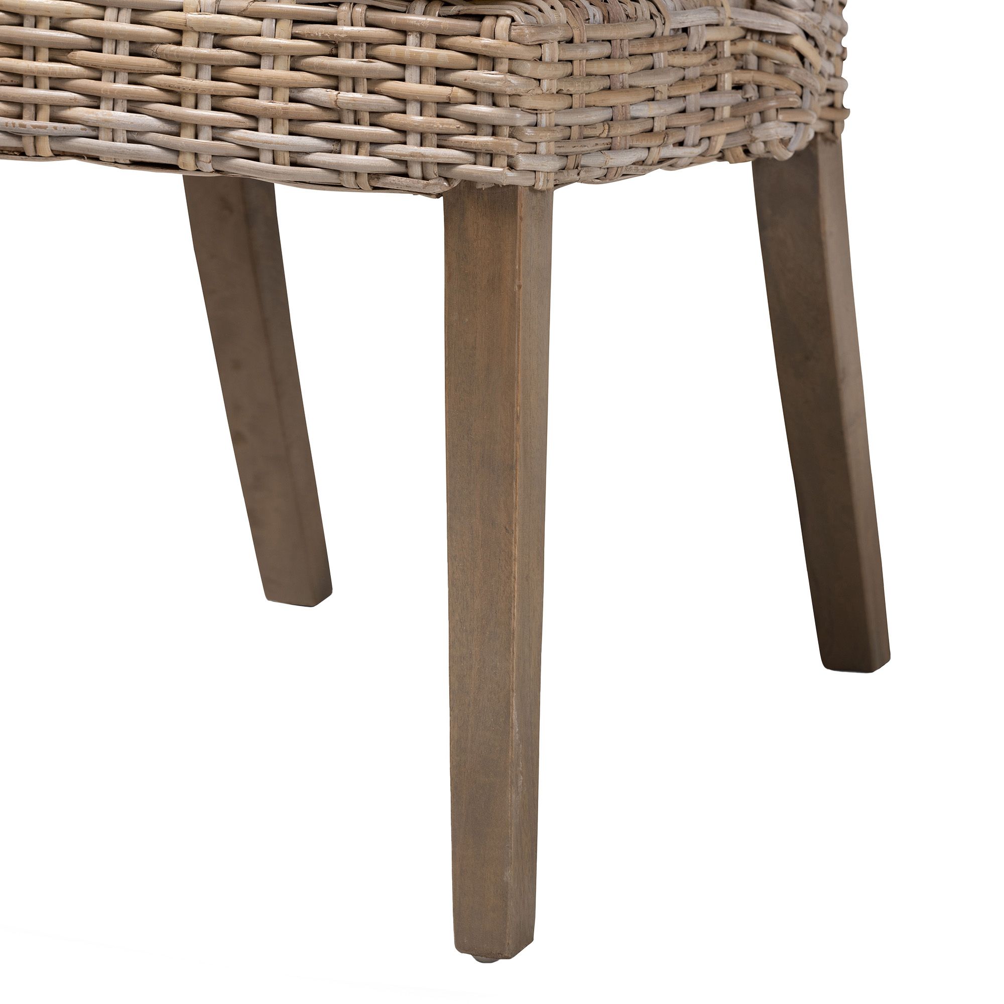 Image 7 Baxton Studio Toby Modern Bohemian Grey Rattan 2-Piece Dining Chair Set more views