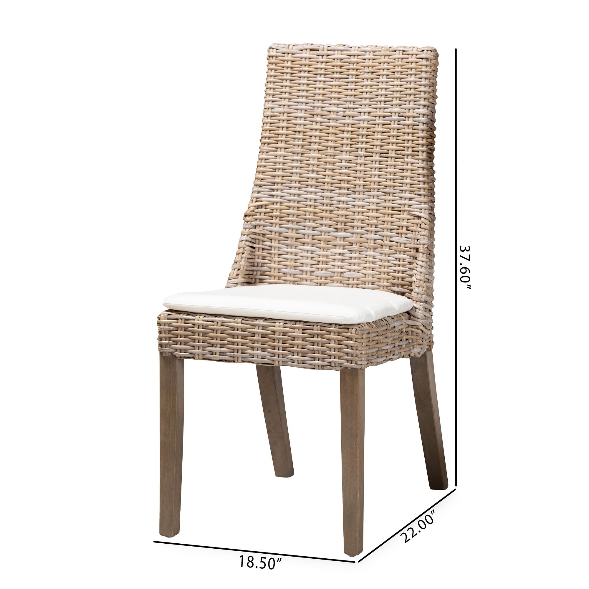 Baxton Studio Toby Modern Bohemian Grey Rattan 2-Piece Dining Chair Set