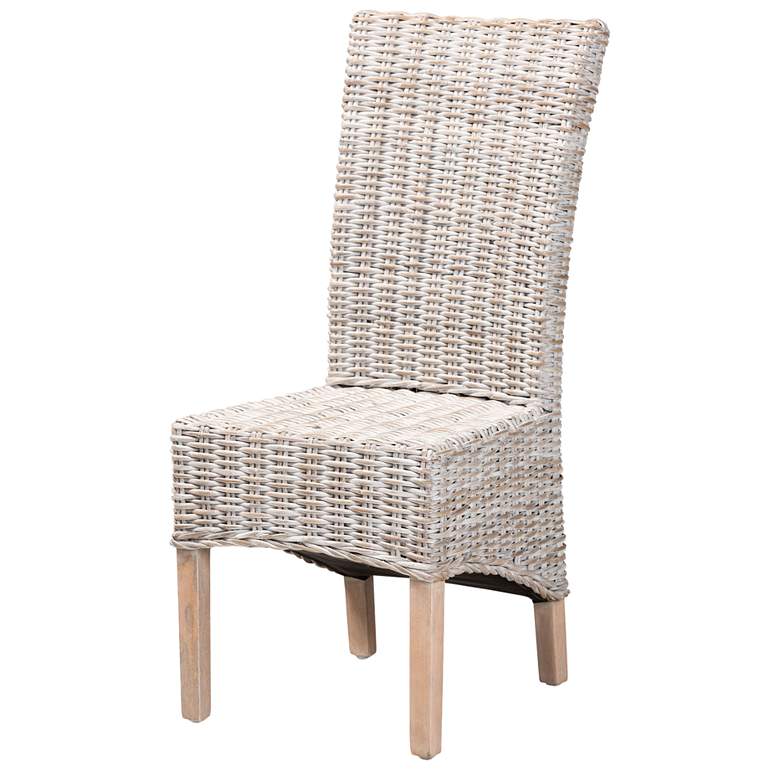Image 2 Baxton Studio Trianna Whitewashed Rattan Wood Dining Chair
