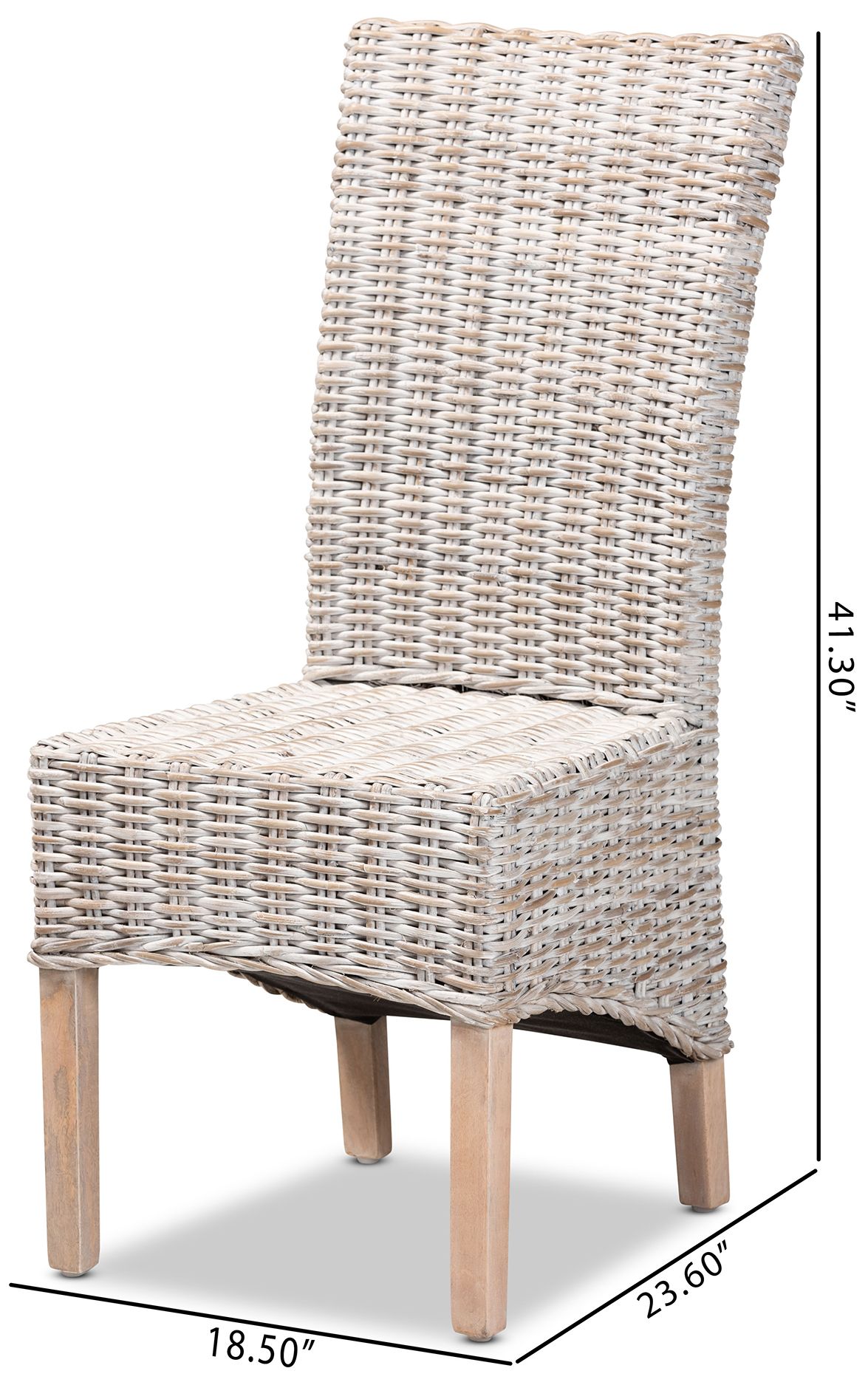 Baxton Studio Trianna Whitewashed Rattan Wood Dining Chair