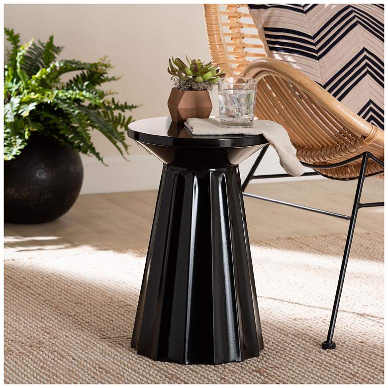 Image 3 Baxton Studio Ulmer Black Metal Scalloped Side Table more views