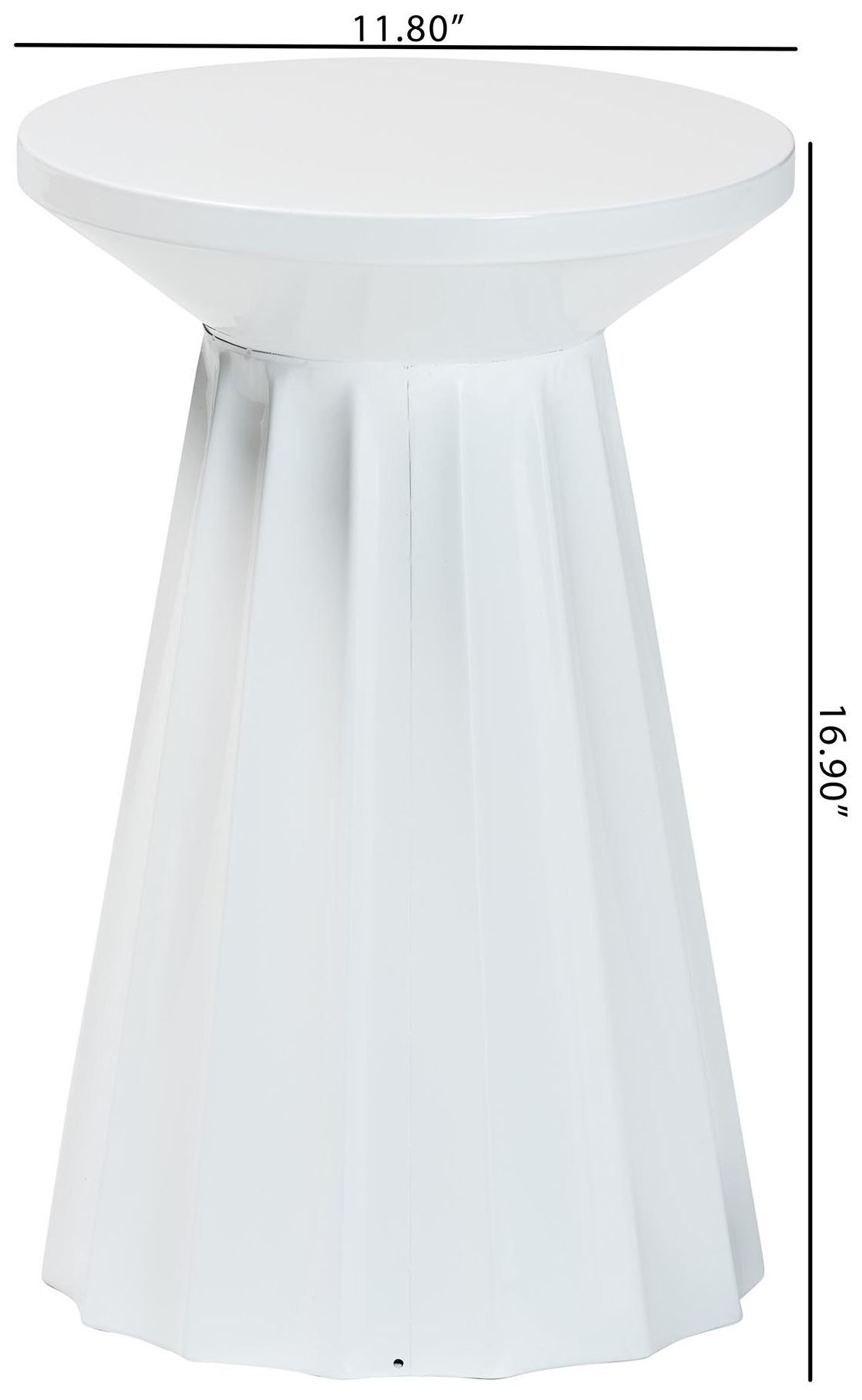 Baxton Studio Ulmer White Metal Scalloped Side Table