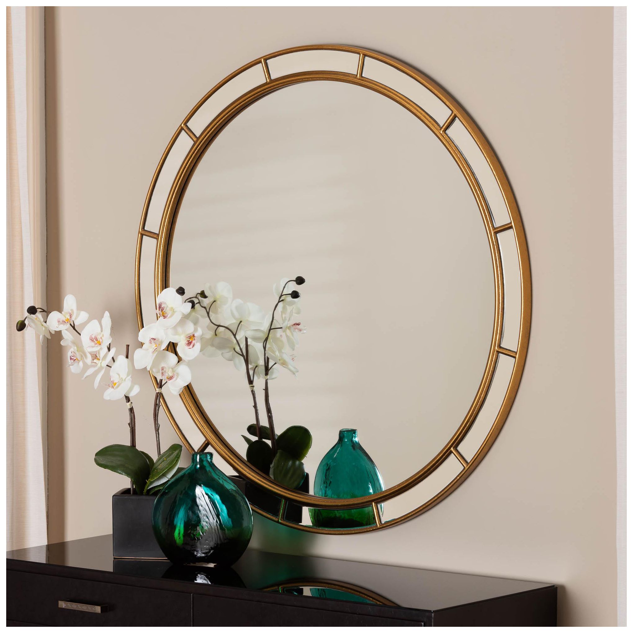 Image 4 Baxton Studio Ulvi Antique Goldleaf Round Accent Mirror more views