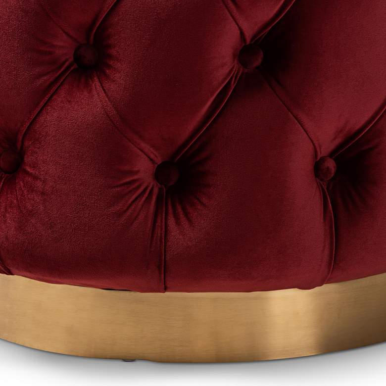 Image 3 Baxton Studio Valeria Burgundy Red Velvet Tufted Ottoman more views