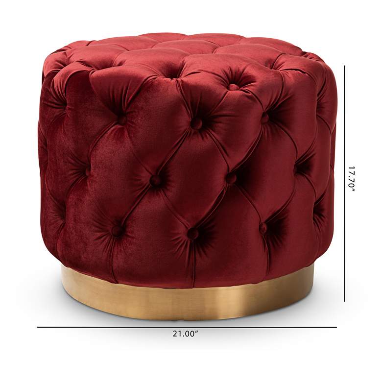 Image 5 Baxton Studio Valeria Burgundy Red Velvet Tufted Ottoman more views