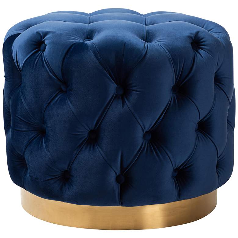 Image 2 Baxton Studio Valeria Glam Royal Blue Velvet Tufted Ottoman