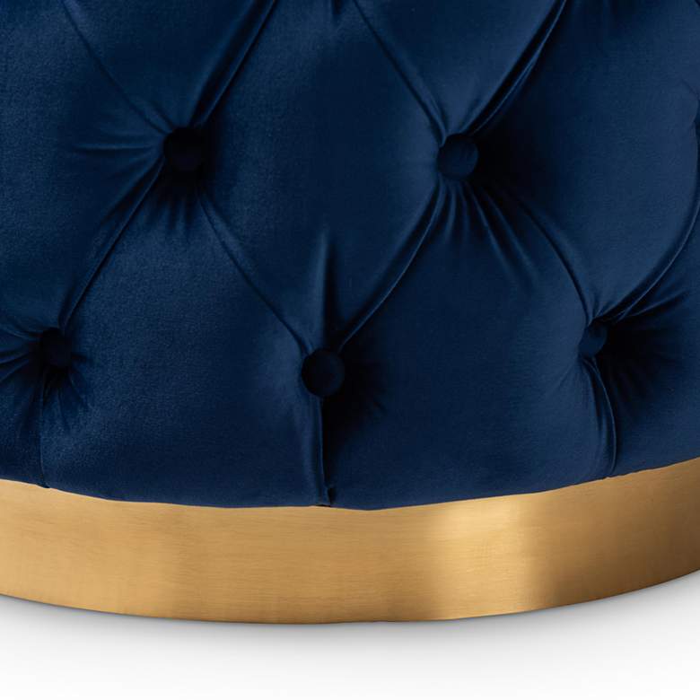 Image 3 Baxton Studio Valeria Glam Royal Blue Velvet Tufted Ottoman more views