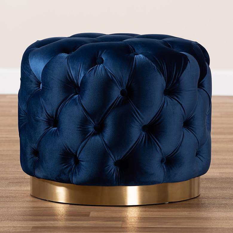 Image 4 Baxton Studio Valeria Glam Royal Blue Velvet Tufted Ottoman more views