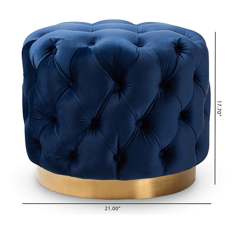 Image 5 Baxton Studio Valeria Glam Royal Blue Velvet Tufted Ottoman more views