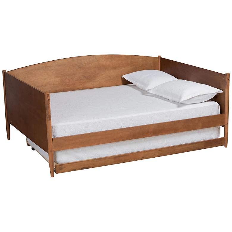 Image 2 Baxton Studio Veles Ash Walnut Full Size Daybed with Trundle