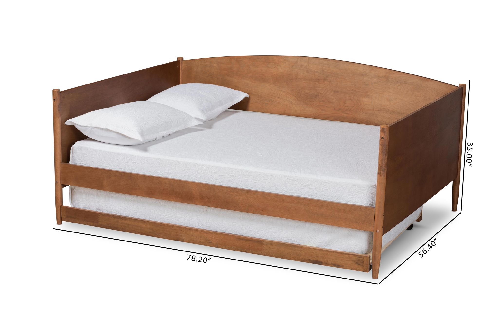Baxton Studio Veles Ash Walnut Full Size Daybed with Trundle in scene