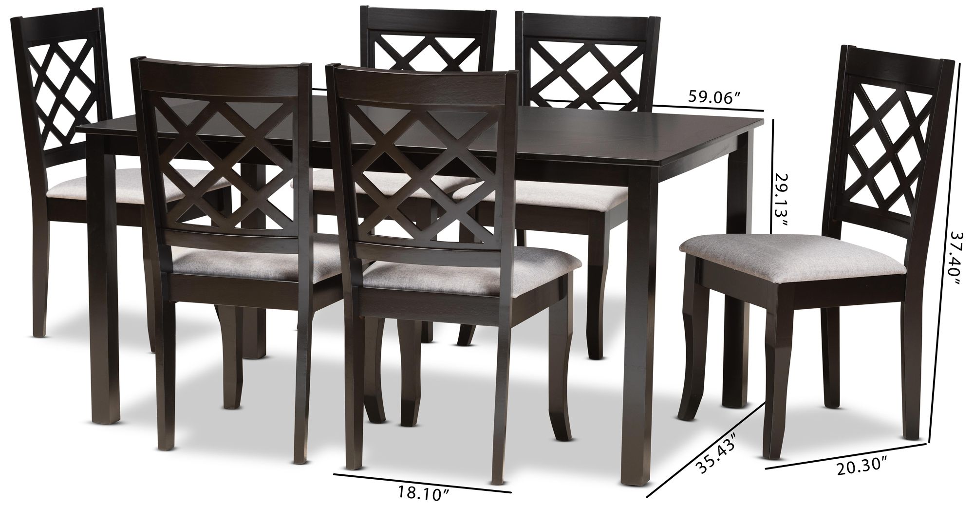 Baxton Studio Verner Dark Brown 7-Piece Dining Set in scene