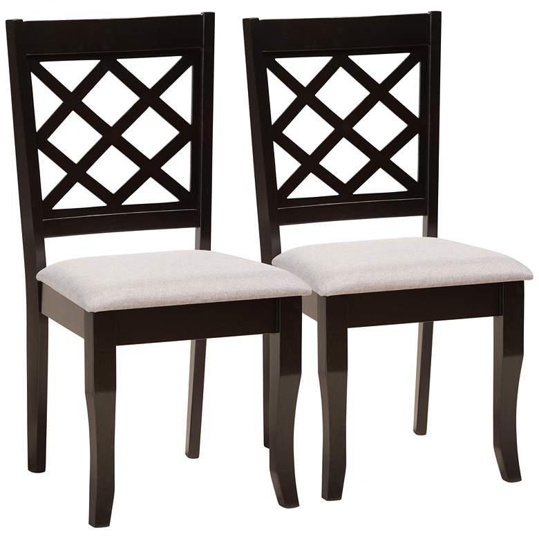 Image 2 Baxton Studio Verner Dark Brown Wood Dining Chairs Set of 2