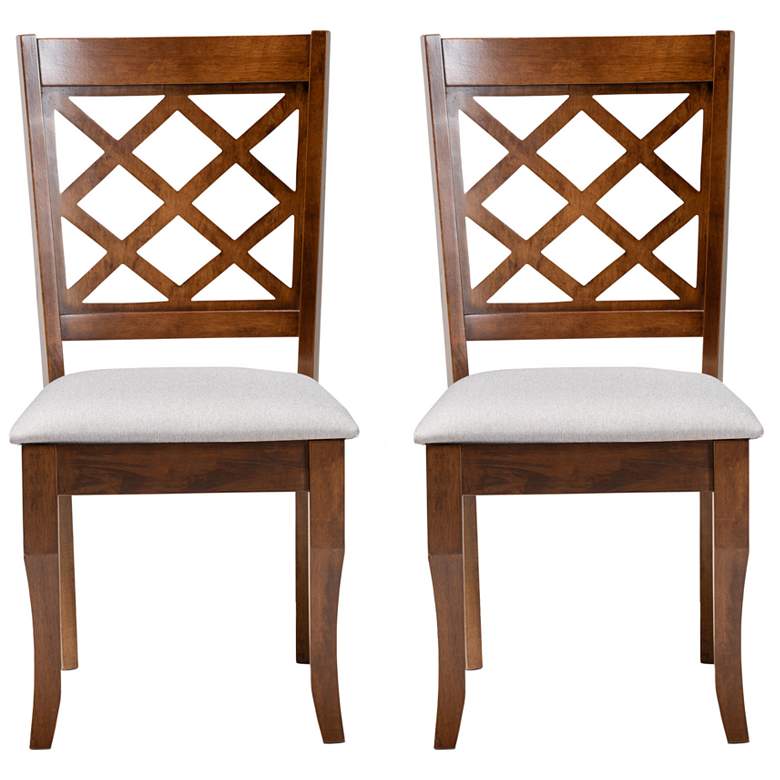 Image 1 Baxton Studio Verner Grey Fabric Upholstered Wood 2-Piece Dining Chair Set