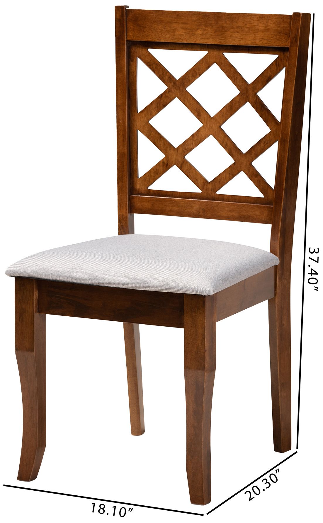 Image 6 Baxton Studio Verner Grey Fabric Upholstered Wood 2-Piece Dining Chair Set more views