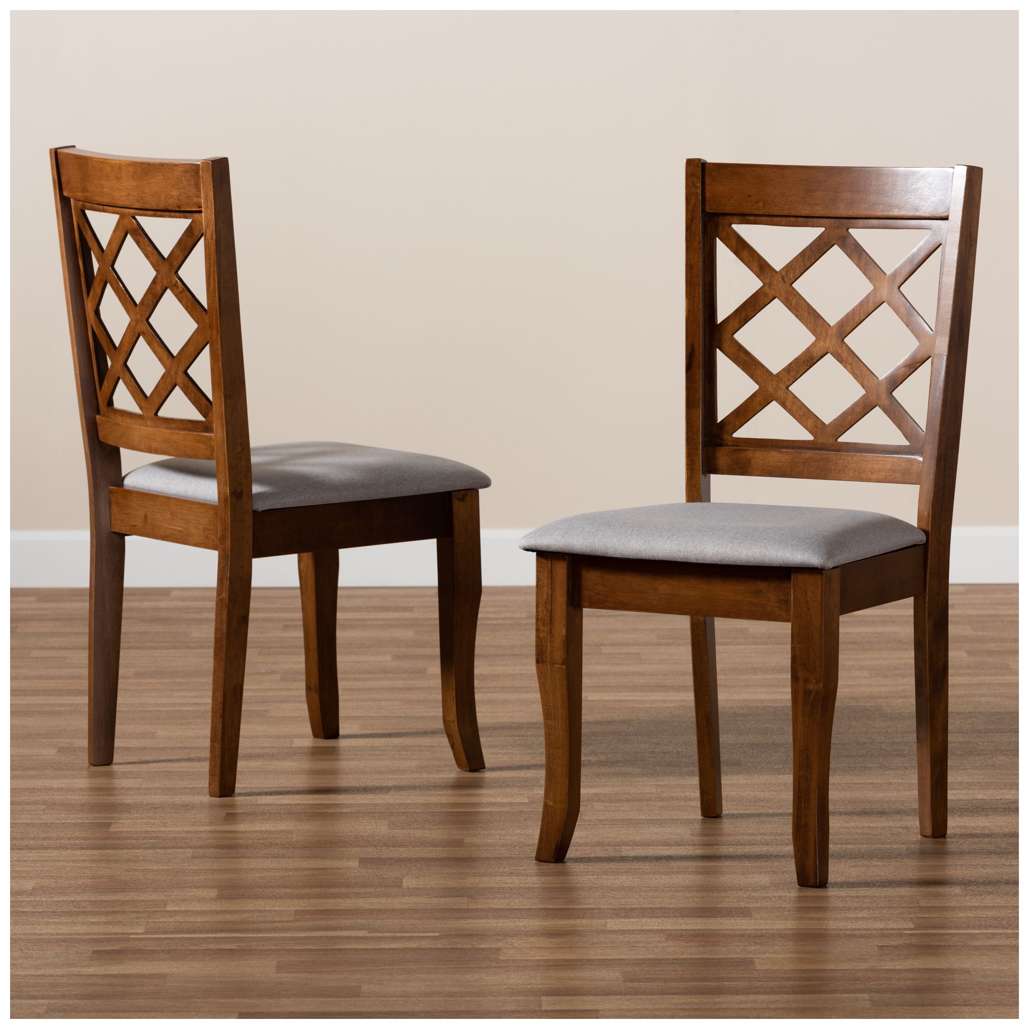 Image 7 Baxton Studio Verner Grey Fabric Upholstered Wood 2-Piece Dining Chair Set more views