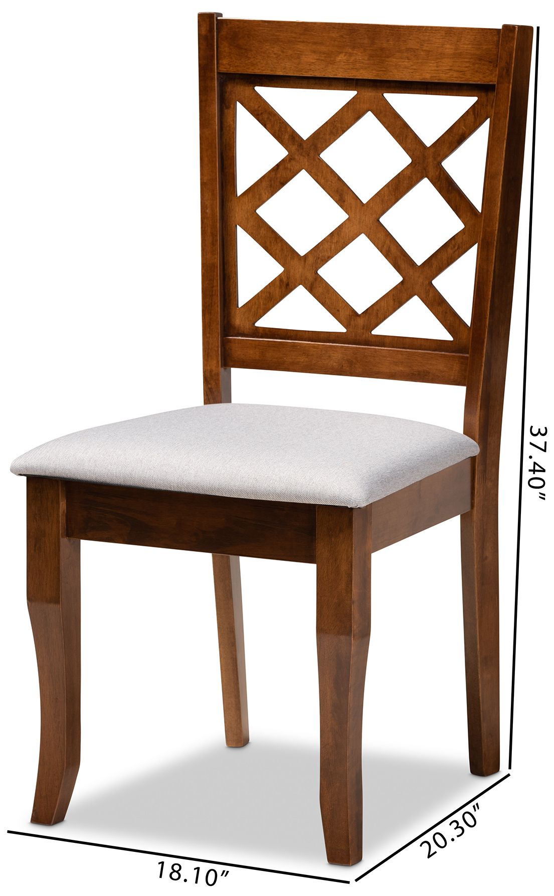 Baxton Studio Verner Grey Fabric Upholstered Wood 2-Piece Dining Chair Set