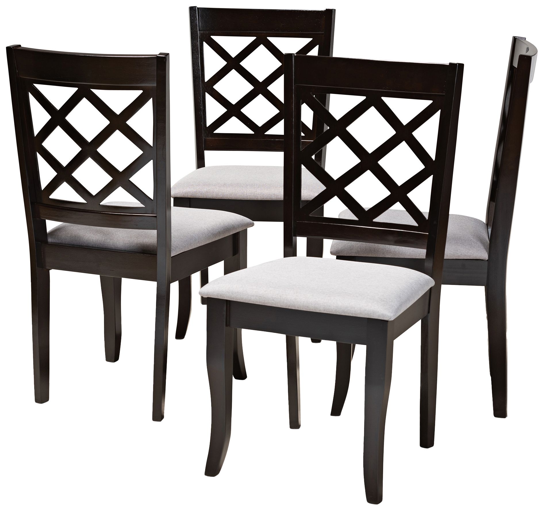 Image 2 Baxton Studio Verner Grey Fabric Upholstered Wood Dining Chair