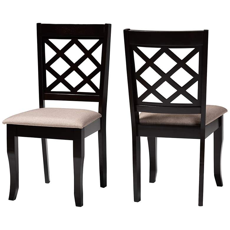 Image 4 Baxton Studio Verner Sand Fabric Upholstered 2-Piece Wood Dining Chair Set more views
