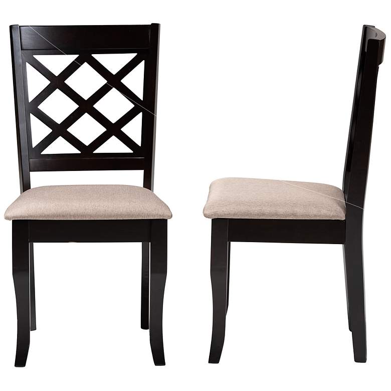 Image 7 Baxton Studio Verner Sand Fabric Upholstered 2-Piece Wood Dining Chair Set more views