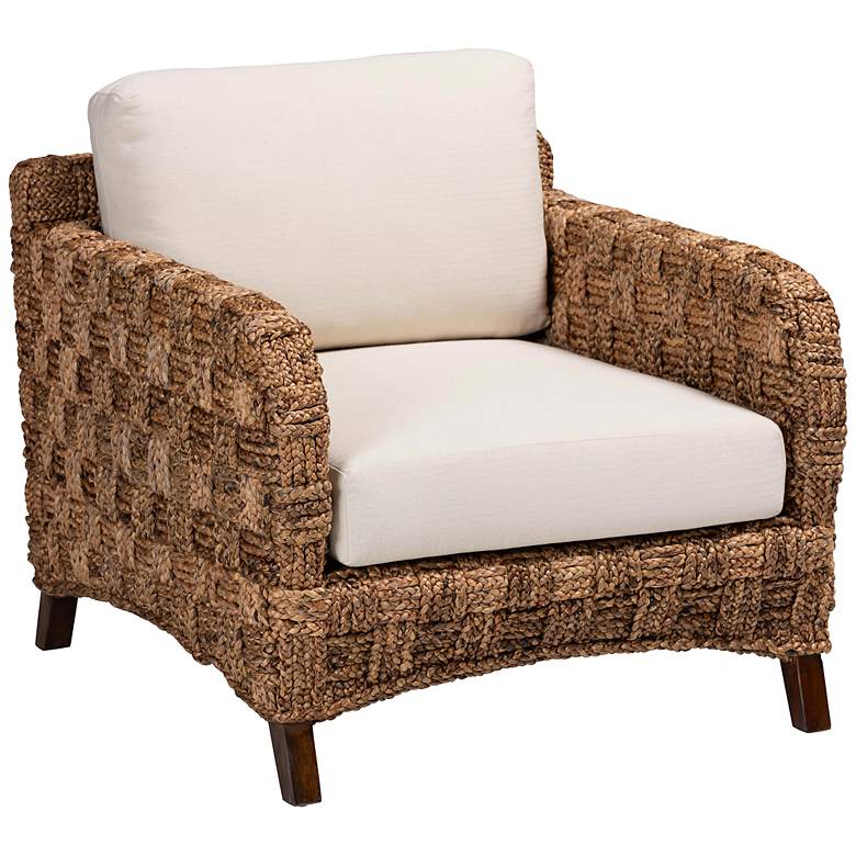Image 2 Baxton Studio Vevina Dark Brown Seagrass Wood Arm Chair