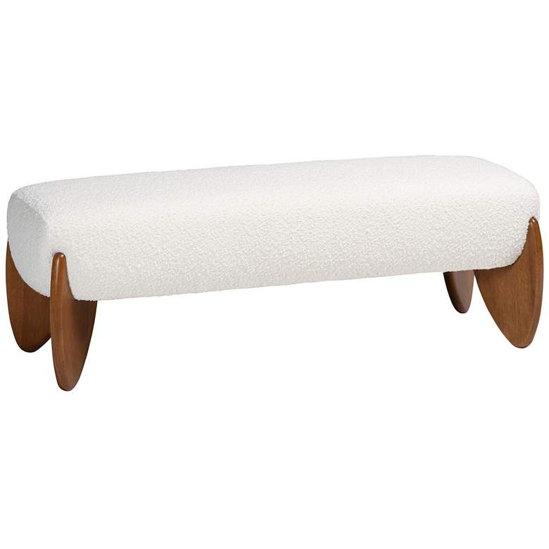 Image 1 Baxton Studio Vinicio Mid-Century Modern Cream Boucle Accent Bench