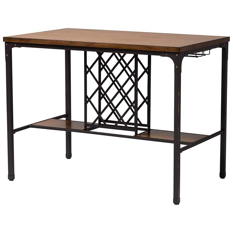 Image 1 Baxton Studio Vintner Industrial Pub Table with Built-In Wine Cage